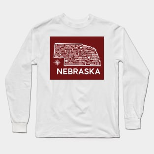 Nebraska Map Long Sleeve T-Shirt